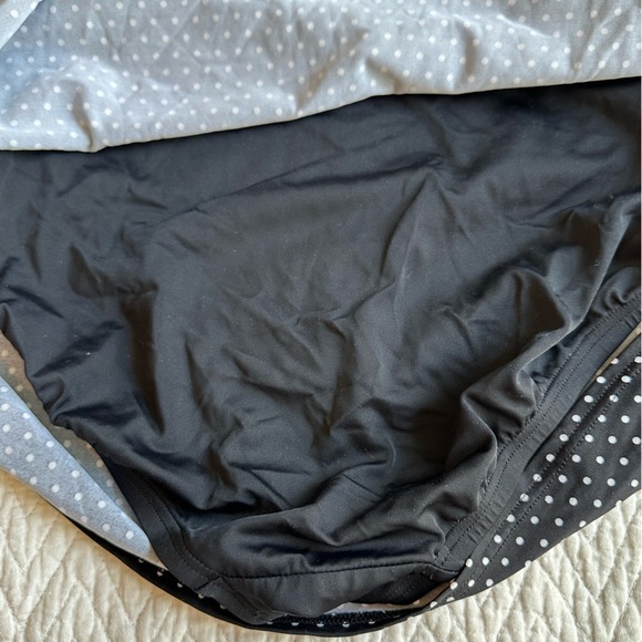 Vintage 90s Gabar Romper Bathing Suit black white polka dot swim dress size 14 - Picture 9 of 11